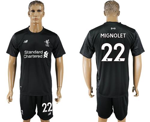 Liverpool #22 Mignolet Black Goalkeeper Soccer Club Jersey